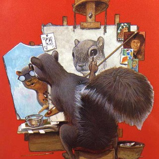 Micawber. Fun picture book for artists of all ages. Micawber is a feisty squirrel in Central Park, New York. Author - John Lithgow, Illustrator - C.F. Payne