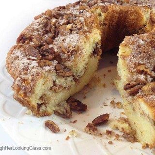 Sour-cream Coffee Cake. A dense, delicious pecan coffee cake with excellent flavor. A wonderful treat for breakfast or brunch.