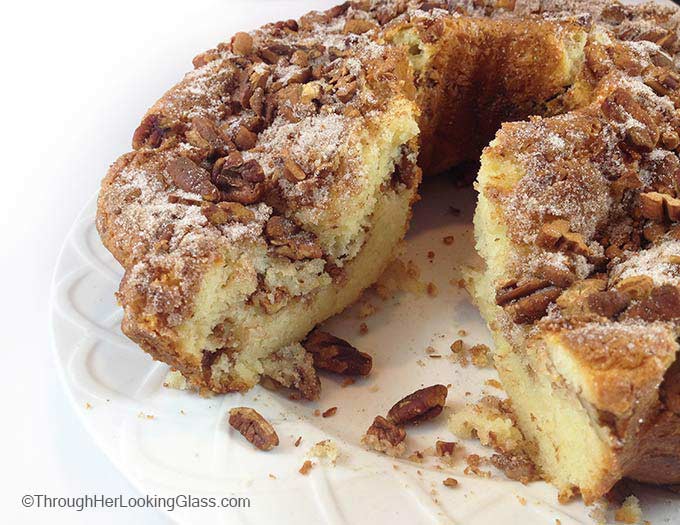 Sour-cream Coffee Cake. A dense, delicious pecan coffee cake with excellent flavor. A wonderful treat for breakfast or brunch.