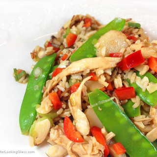 Oriental Chicken Salad. Delicious chicken and wild rice main dish salad with an oriental flair. Lots of fresh veggies and sesame hot oil for a little heat!