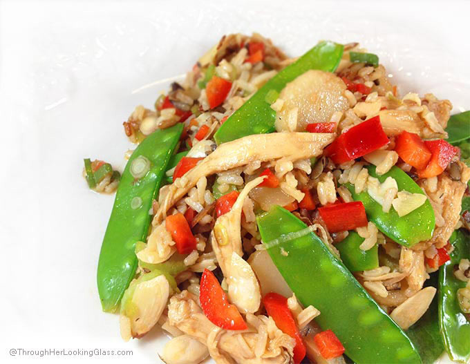 Oriental Chicken Salad. Delicious chicken and wild rice main dish salad with an oriental flair. Lots of fresh veggies and sesame hot oil for a little heat!