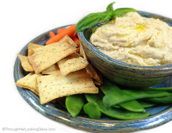 Simple Hummus. Fast & easy recipe for delicious chick pea hummus. All natural. Garbanzo chick peas, tahini, garlic, fresh lemon juice. Great dipping!