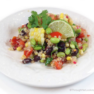 Southwestern Edamame Quinoa Salad w/lime vinaigrette. Delicious salad or dip with lime, cumin, cilantro, red onion and red wine vinegar. Clean eating. WOW!
