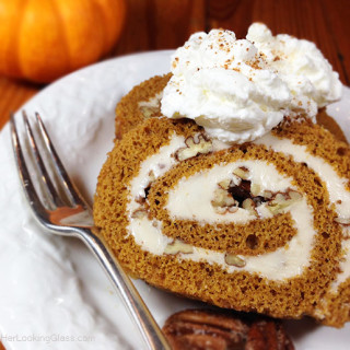 Sugared Pecan Maple Pumpkin Roll. Love maple syrup? You'll love this ultimate fall dessert. Creamy maple filling, sugared pecans & spiced pumpkin roll. Wow.