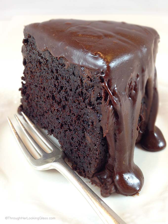 Brick Street Chocolate Cake for CONVENTIONAL Oven. All your dreams of a rich, dense chocolate cake. Bakes in a regular oven. Rich chocolate ganache icing!