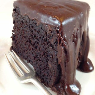 Brick Street Chocolate Cake for CONVENTIONAL Oven. All your dreams of a rich, dense chocolate cake. Bakes in a regular oven. Rich chocolate ganache icing!