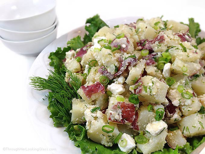 Gourmet Fresh Dill Red Potato Salad with Feta. Olive oil, garlic, fresh dill and feta cheese mingle with tender new potatoes. Always goes FAST!