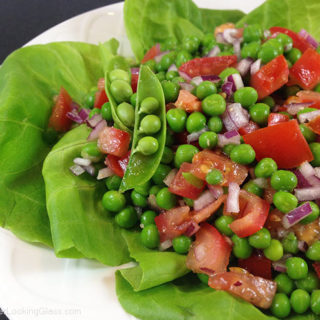 Four Ingredient Easy Pea Salad. Just four ingredients to this pretty & delicious pea salad. Five minutes to the perfect side dish in spring and summer.