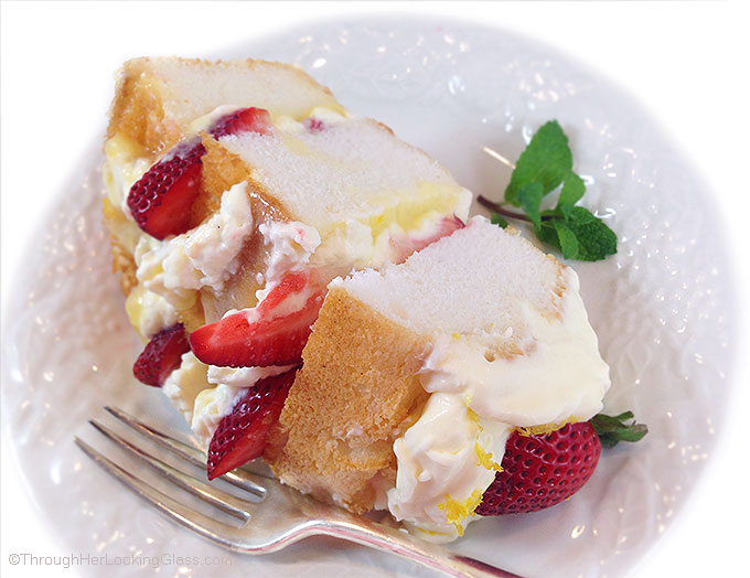 Fresh Strawberry and Lemon Angel Food Cake Through Her