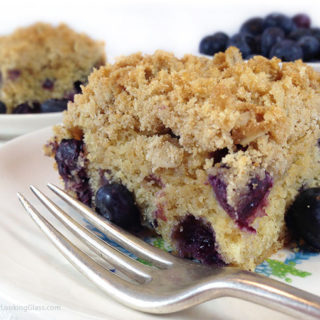 Healthier Oatmeal Streusel Blueberry Breakfast Cake. Tender coffee cake packed w/plump blueberries. White whole wheat flour & coconut oil. A healthier breakfast option.