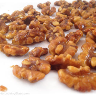 Caramelized Maple Walnuts: my newest addiction. Pure maple syrup makes a lovely candied walnut. Perfection in trail mix, salads, ice cream, oatmeal & more!