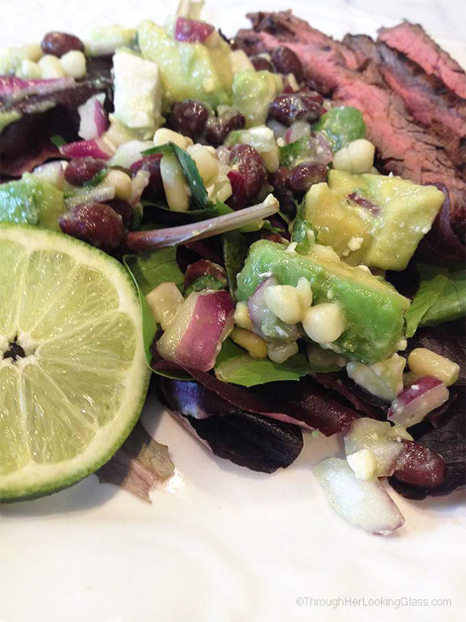 This sweet avocado lime black bean dip disappears faster than I can make it, so I always make a double batch for parties!