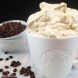 Starbucks Coffee Whipped Cream flavored w/Starbucks coffee! Extra panache for desserts, hot chocolate & iced coffee! Excellent on chocolate desserts!