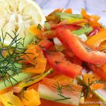 Fresh Dill Bell Pepper Salad: julienned bell pepper matchsticks mingle w/ chopped dill & lemon juice vinaigrette. Bright & colorful crunchy summer salad!