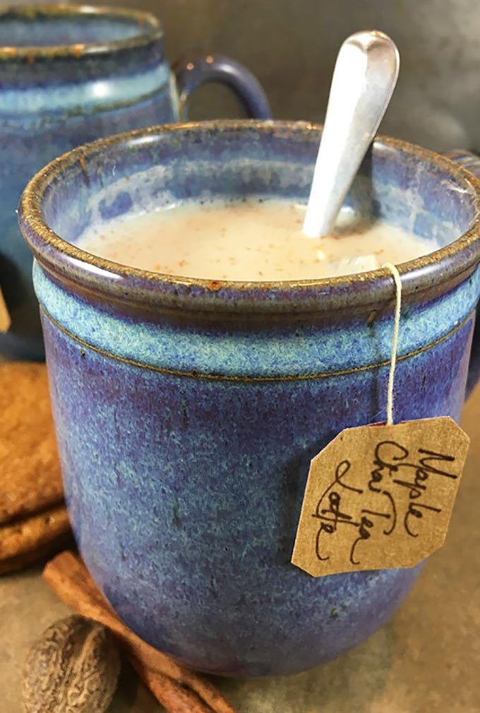 Maple Chai Tea Latte is a spicy, comforting hot drink for chilly winter days. Chai tea leaves are steeped in milk with pure vanilla & maple syrup!