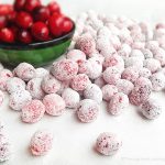Festive Sugared Cranberries. Bursting w/flavor that pops in your mouth. Sweet & tart. Tangy & addictive. Perfect cheesecake garnish, snack, stocking stuffer or gift. Pretty and delicious on the cheese tray.