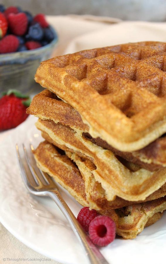 White Wheat Buttermilk Waffle Recipe w/Fresh Berries Through Her