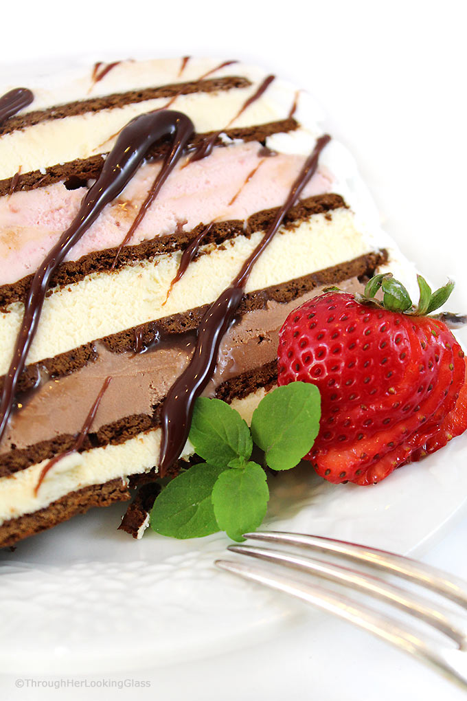 Easy Neapolitan Ice Cream Sandwich Cake Recipe
