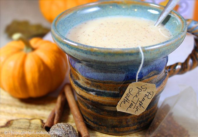 Maple Pumpkin Spice Tea Latte: wrap your hands around this warm, comforting mug in the cooler months. Rich, creamy, and sweetened with pure maple syrup.