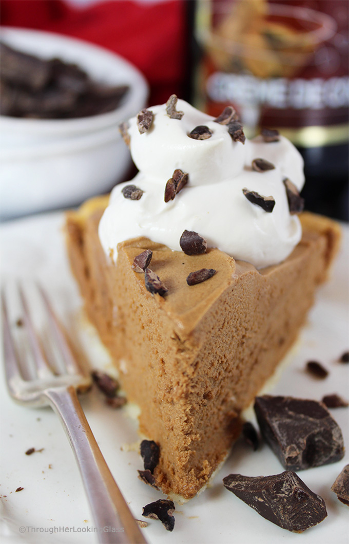 This French Silk Pie Recipe from Bar Harbor is a rich, homemade chocolate mousse consisting of eggs, cream, chocolate, sugar, and butter. It's topped with heavy cream whipped with creme de cacao. (Shriek!)