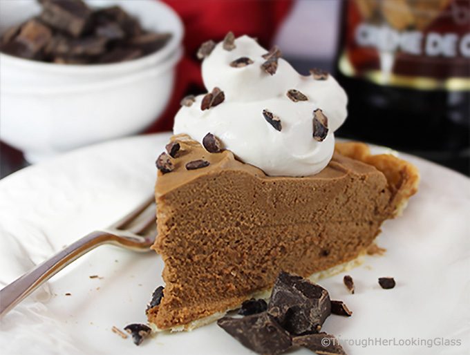 This French Silk Pie Recipe from Bar Harbor is a rich, homemade chocolate mousse consisting of eggs, cream, chocolate, sugar, and butter. It's topped with heavy cream whipped with creme de cacao. (Shriek!)