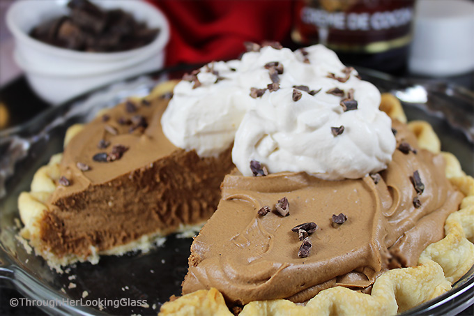 This French Silk Pie Recipe from Bar Harbor is a rich, homemade chocolate mousse consisting of eggs, cream, chocolate, sugar, and butter. It's topped with heavy cream whipped with creme de cacao. (Shriek!)