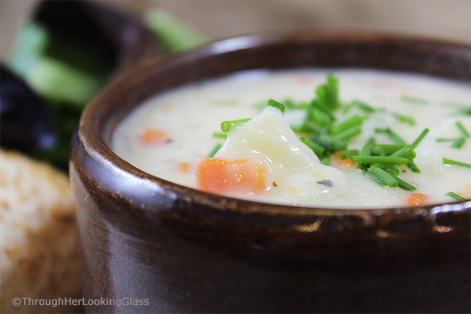 Tried and true, this Irish Potato Chowder Recipe won't disappoint! Creamy, rich chowder chock full of potatoes, carrots, celery and herbs.