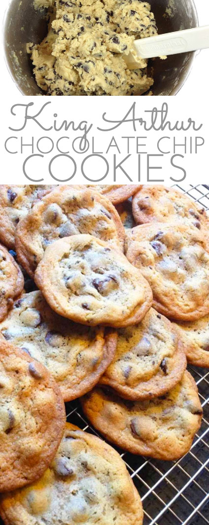 pinterest image for this king arthur chocolate chip cookies