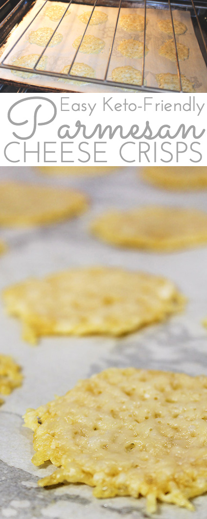 Salty, crispy, low carb and addictive: Easy Gourmet Baked Parmesan Cheese Crisps. You'll love these easy to make oven baked cheese crisps.