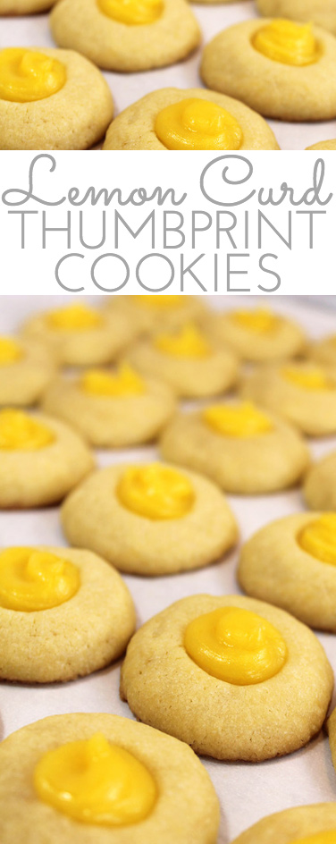 Buttery shortbread Lemon Curd Easy Thumbprint Cookie Recipe for cheerful springtime baking! Buttery shortbread cookies nest dollops of yummy sweet & sour lemon curd. If you love lemon curd like I do, this is the easy cookie for you!