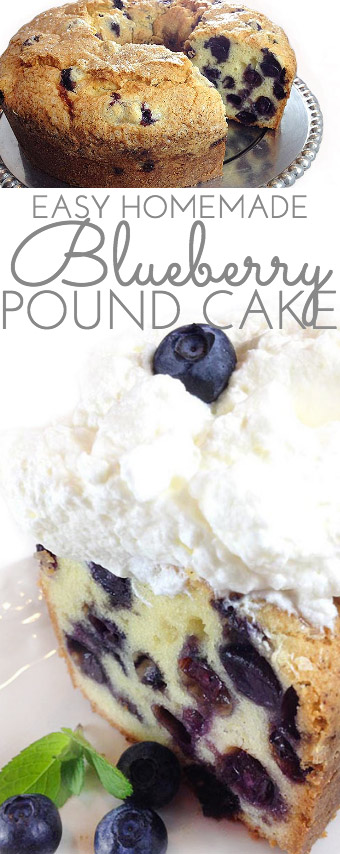 If you're a blueberry lover, this delicious Blueberry Pound Cake is for you. It's a moist, dense, buttery pound cake packed with plump, juicy blueberries.