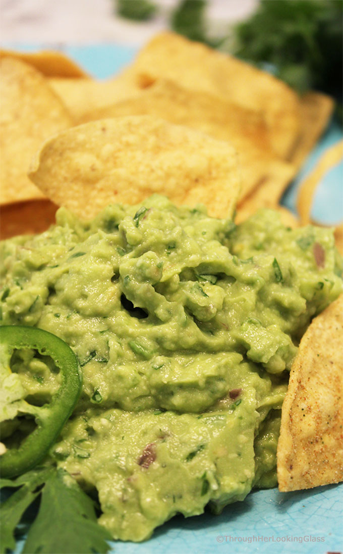 If you're a guac lover hankering for the addictive Original Chipotle Guacamole Recipe, the search is over! Creamy, mildly spicy guacamole is made with the freshest ingredients: ripe avocado, minced jalapeño and red onion, fresh squeezed lime juice and chopped cilantro.