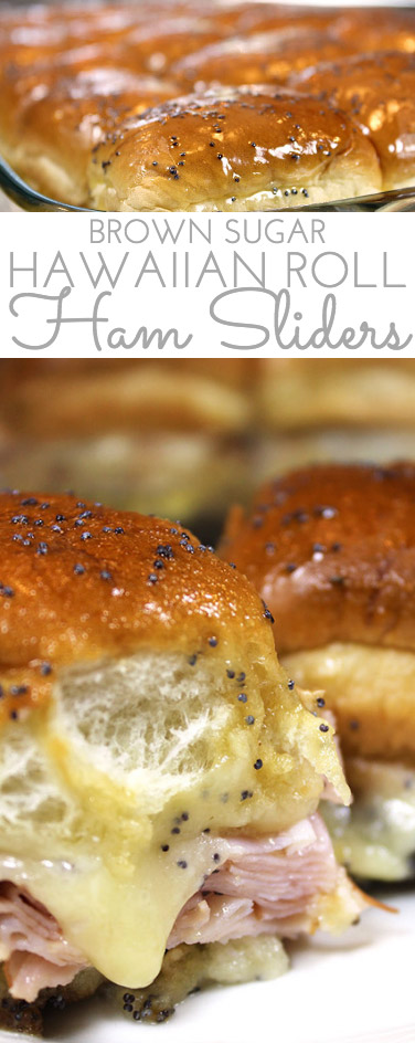 Brown Sugar Hawaiian Roll Ham Sliders w/VT Cheddar! Sweet King's Hawaiian rolls are layered with sliced ham and VT cheddar cheese. Then brushed with a sweet and spicy brown sugar glaze and baked.